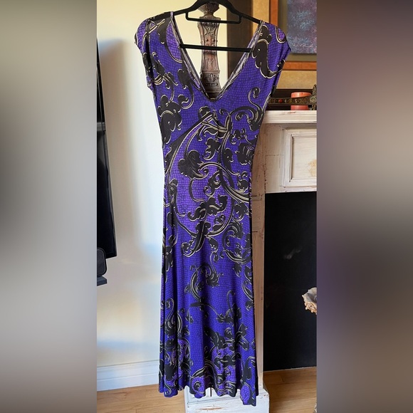 JUST CAVALLI Roberto Cavalli Brass Ring Purple Dress Italy 40 Siz… - Picture 4 of 13